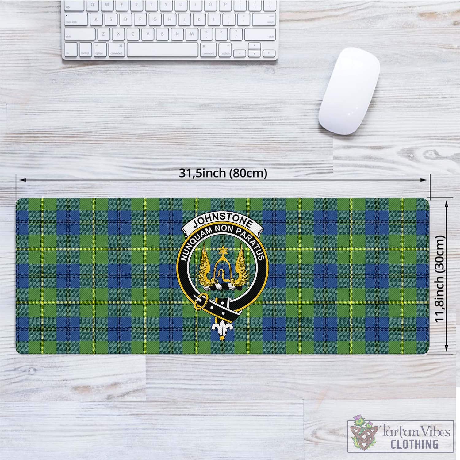 Tartan Vibes Clothing Johnstone-Johnston Ancient Tartan Mouse Pad with Family Crest