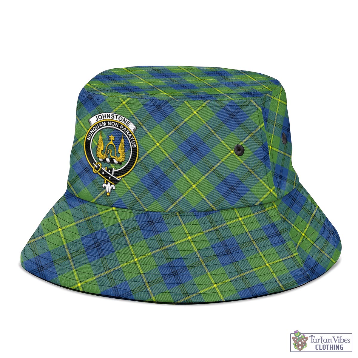 Tartan Vibes Clothing Johnstone-Johnston Ancient Tartan Bucket Hat with Family Crest