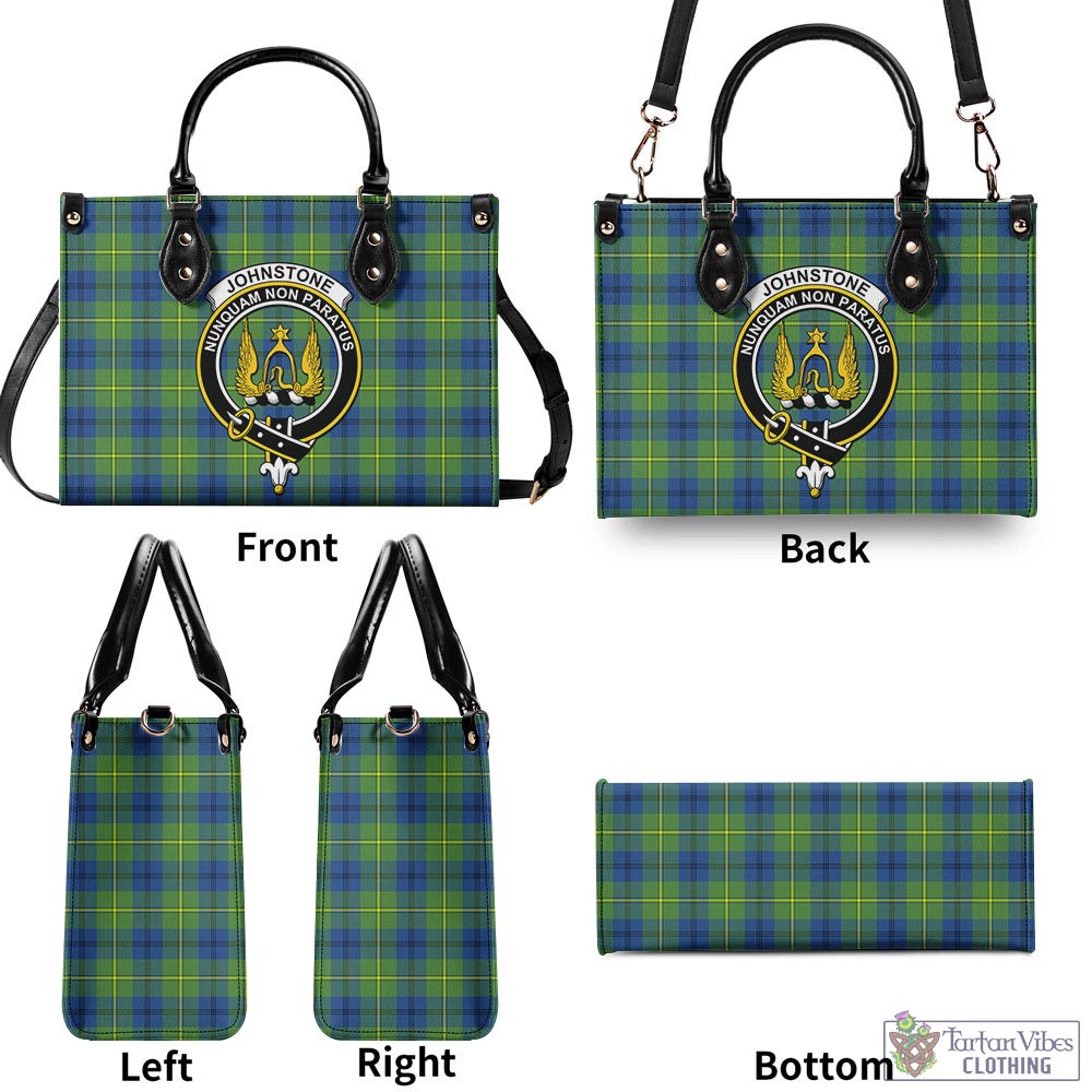 Tartan Vibes Clothing Johnstone-Johnston Ancient Tartan Luxury Leather Handbags with Family Crest