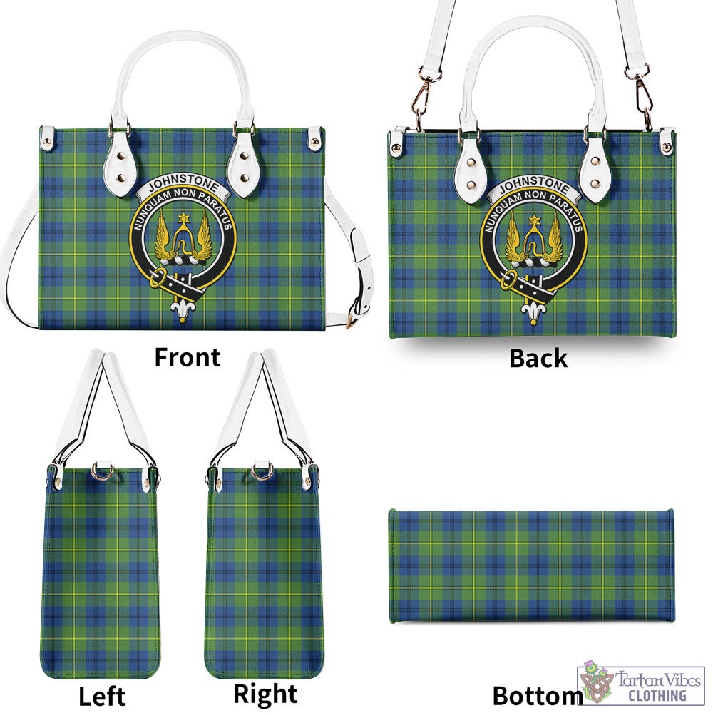 Tartan Vibes Clothing Johnstone-Johnston Ancient Tartan Luxury Leather Handbags with Family Crest