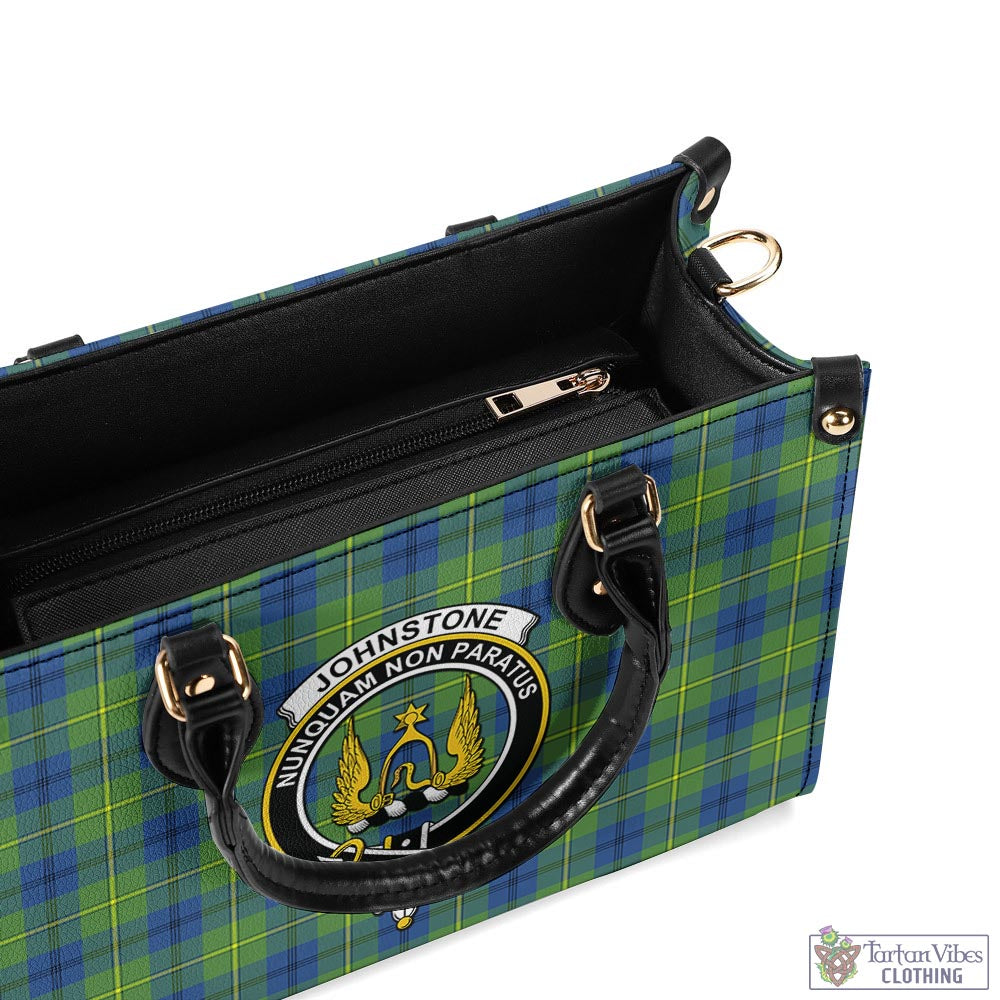 Tartan Vibes Clothing Johnstone-Johnston Ancient Tartan Luxury Leather Handbags with Family Crest