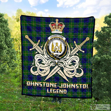 Johnstone Modern Tartan Quilt with Clan Crest and the Golden Sword of Courageous Legacy