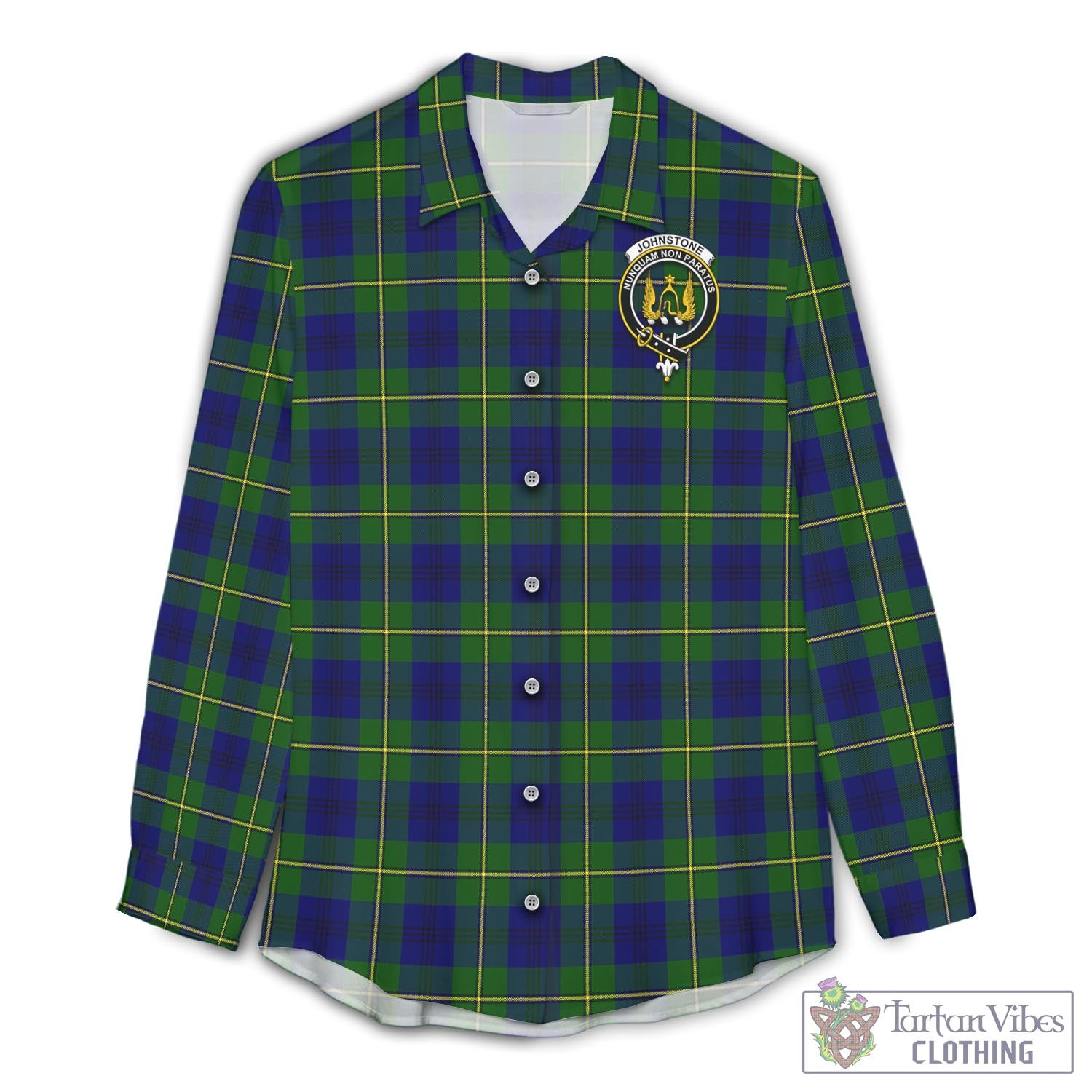 Tartan Vibes Clothing Johnstone-Johnston Modern Tartan Womens Casual Shirt with Family Crest