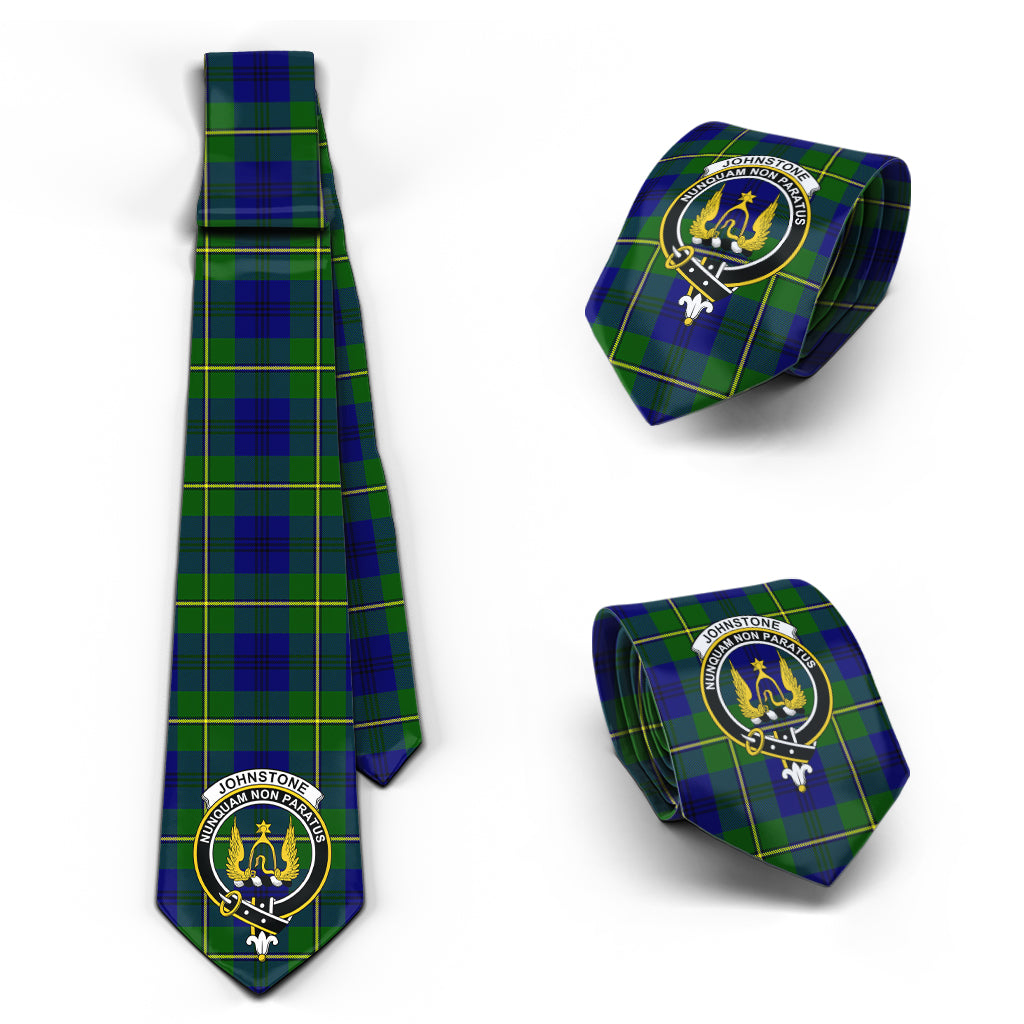 Johnstone Modern Tartan Classic Necktie with Family Crest Necktie One Size - Tartan Vibes Clothing