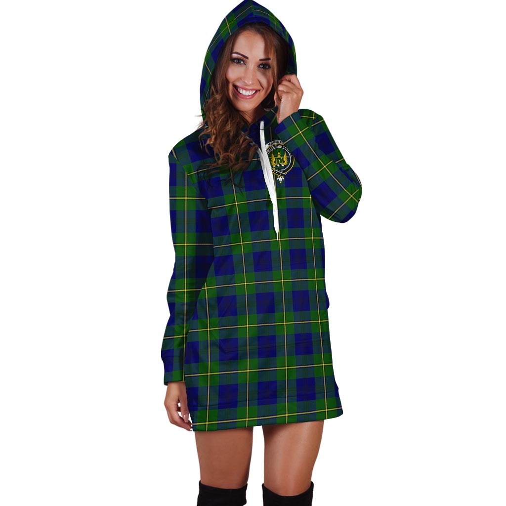 Johnstone Modern Tartan Hoodie Dress with Family Crest - Tartan Vibes Clothing