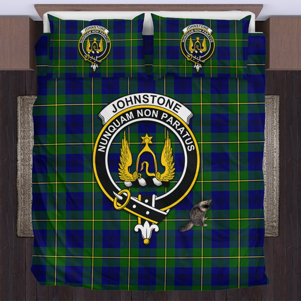 Johnstone Modern Tartan Bedding Set with Family Crest US Bedding Set - Tartan Vibes Clothing