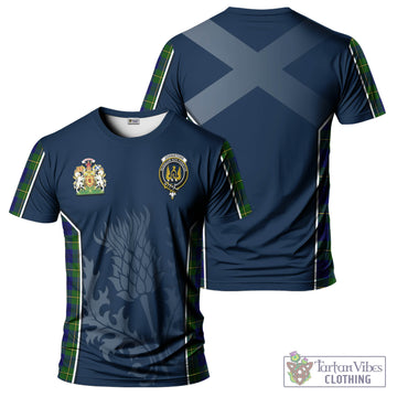 Johnstone Modern Tartan T-Shirt with Family Crest and Scottish Thistle Vibes Sport Style