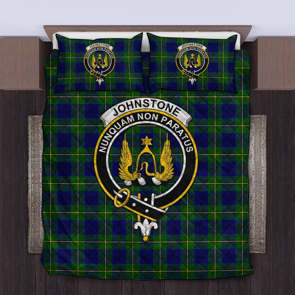 Johnstone Modern Tartan Quilt Bed Set with Family Crest Twin - Tartan Vibes Clothing