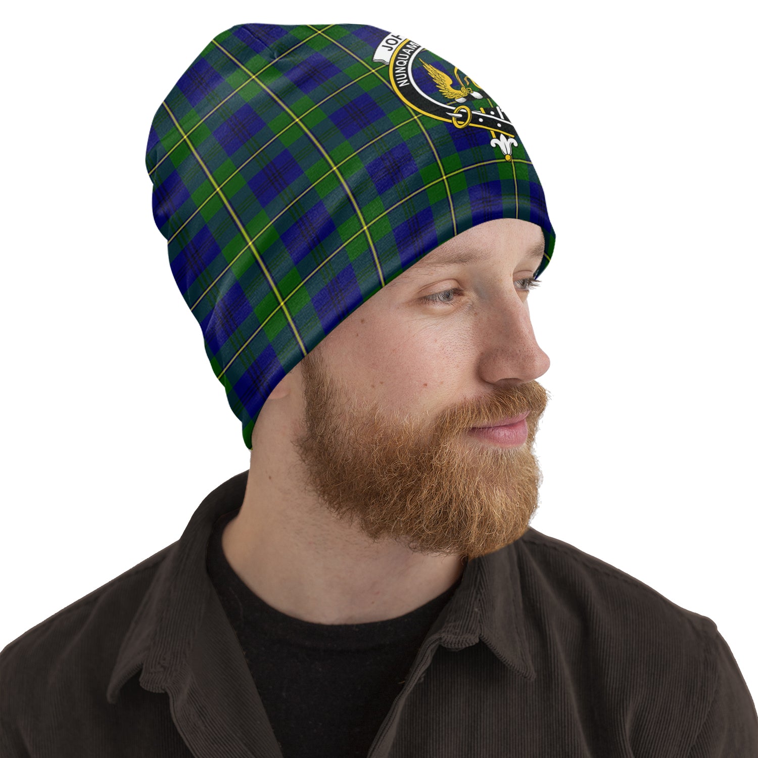 Johnstone Modern Tartan Beanies Hat with Family Crest One Size 10.5*10.2 inches - Tartan Vibes Clothing