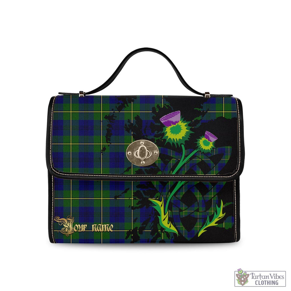 Tartan Vibes Clothing Johnstone-Johnston Modern Tartan Waterproof Canvas Bag with Scotland Map and Thistle Celtic Accents