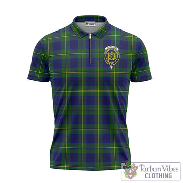 Johnstone Modern Tartan Zipper Polo Shirt with Family Crest