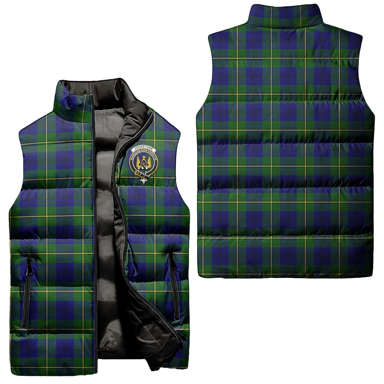 Johnstone-Johnston Modern Tartan Sleeveless Puffer Jacket with Family Crest Unisex - Tartanvibesclothing