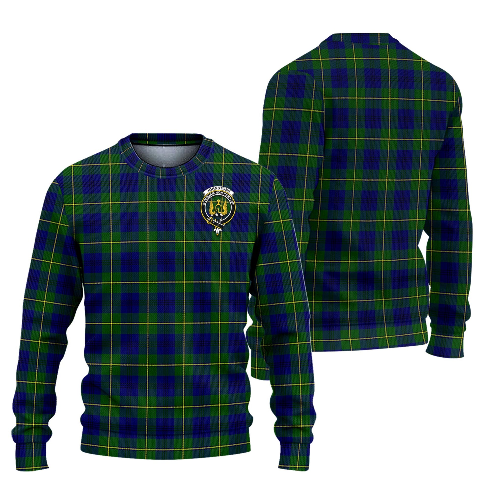 Johnstone-Johnston Modern Tartan Knitted Sweater with Family Crest Unisex - Tartanvibesclothing