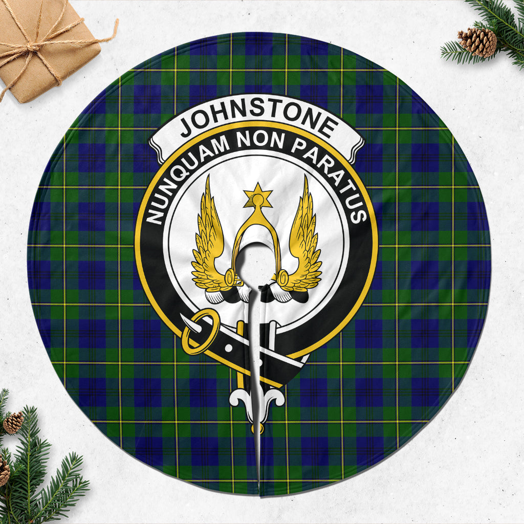 Johnstone-Johnston Modern Tartan Christmas Tree Skirt with Family Crest - Tartanvibesclothing