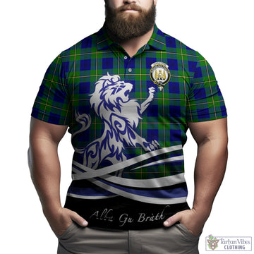 Johnstone Modern Tartan Polo Shirt with Alba Gu Brath Regal Lion Emblem