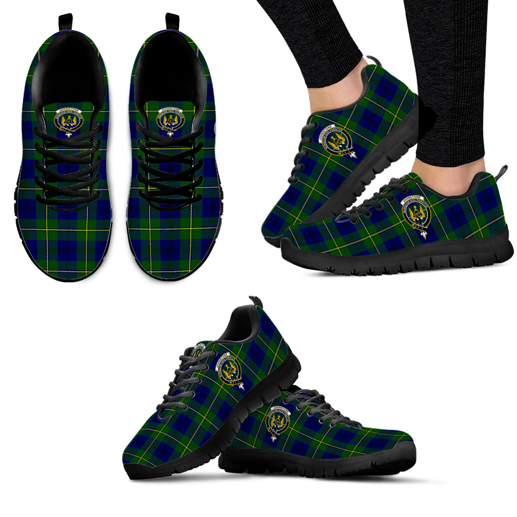 Johnstone Modern Tartan Sneakers with Family Crest - Tartan Vibes Clothing