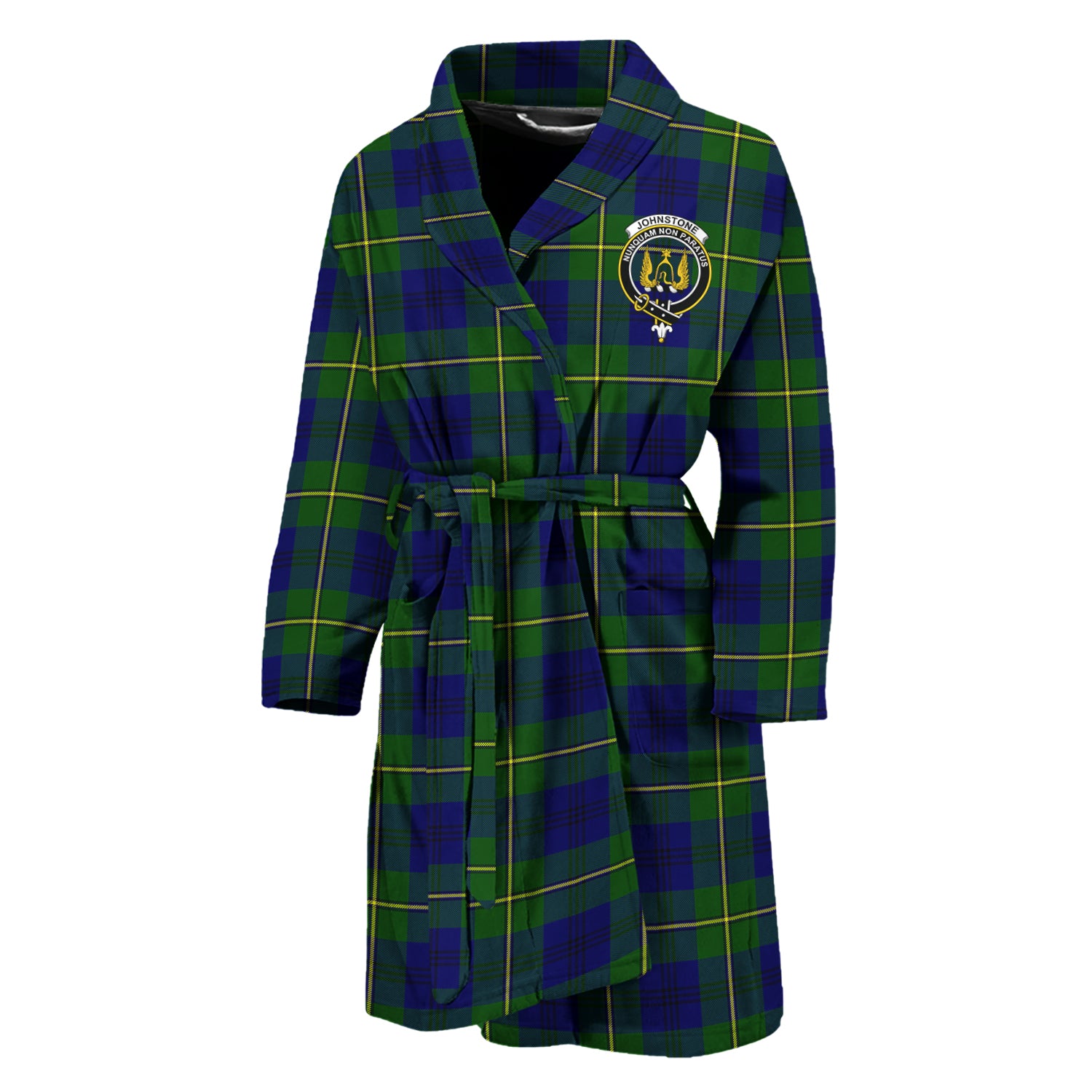 Johnstone Modern Tartan Bathrobe with Family Crest Unisex M - Tartan Vibes Clothing