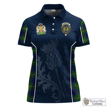 Johnstone Modern Tartan Women's Polo Shirt with Family Crest and Scottish Thistle Vibes Sport Style