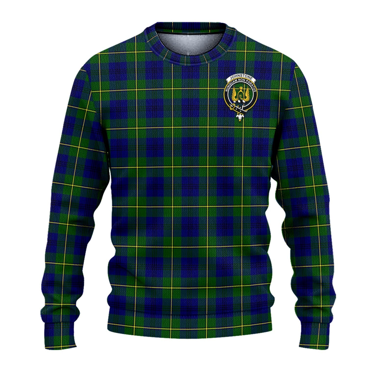 Johnstone-Johnston Modern Tartan Knitted Sweater with Family Crest - Tartanvibesclothing