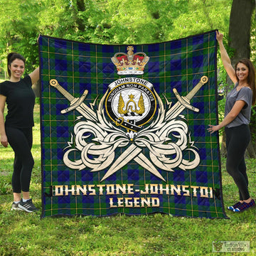 Johnstone Modern Tartan Quilt with Clan Crest and the Golden Sword of Courageous Legacy