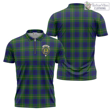 Johnstone Modern Tartan Zipper Polo Shirt with Family Crest