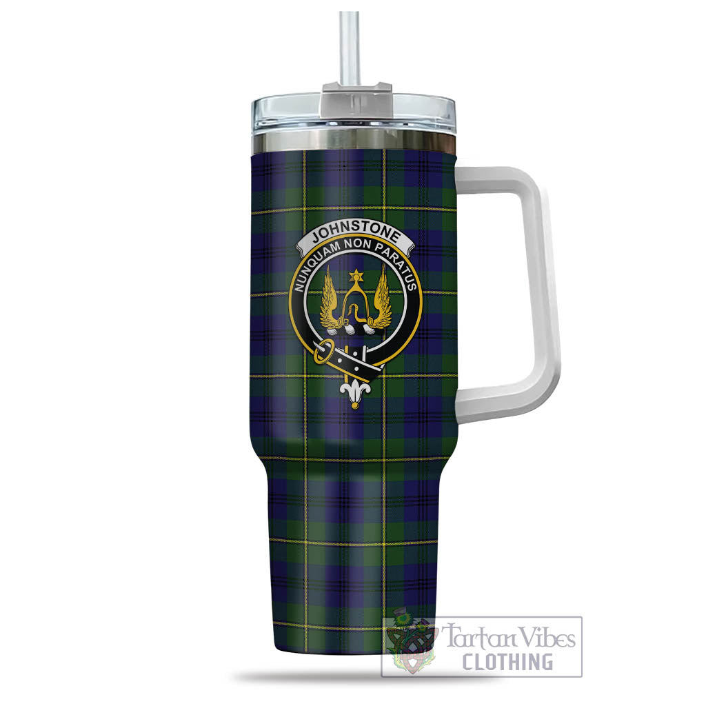 Tartan Vibes Clothing Johnstone-Johnston Modern Tartan and Family Crest Tumbler with Handle