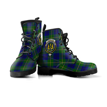 Johnstone Modern Tartan Leather Boots with Family Crest