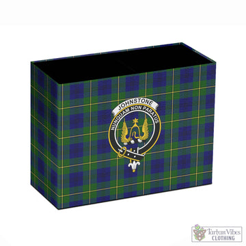 Johnstone Modern Tartan Pen Holder with Family Crest