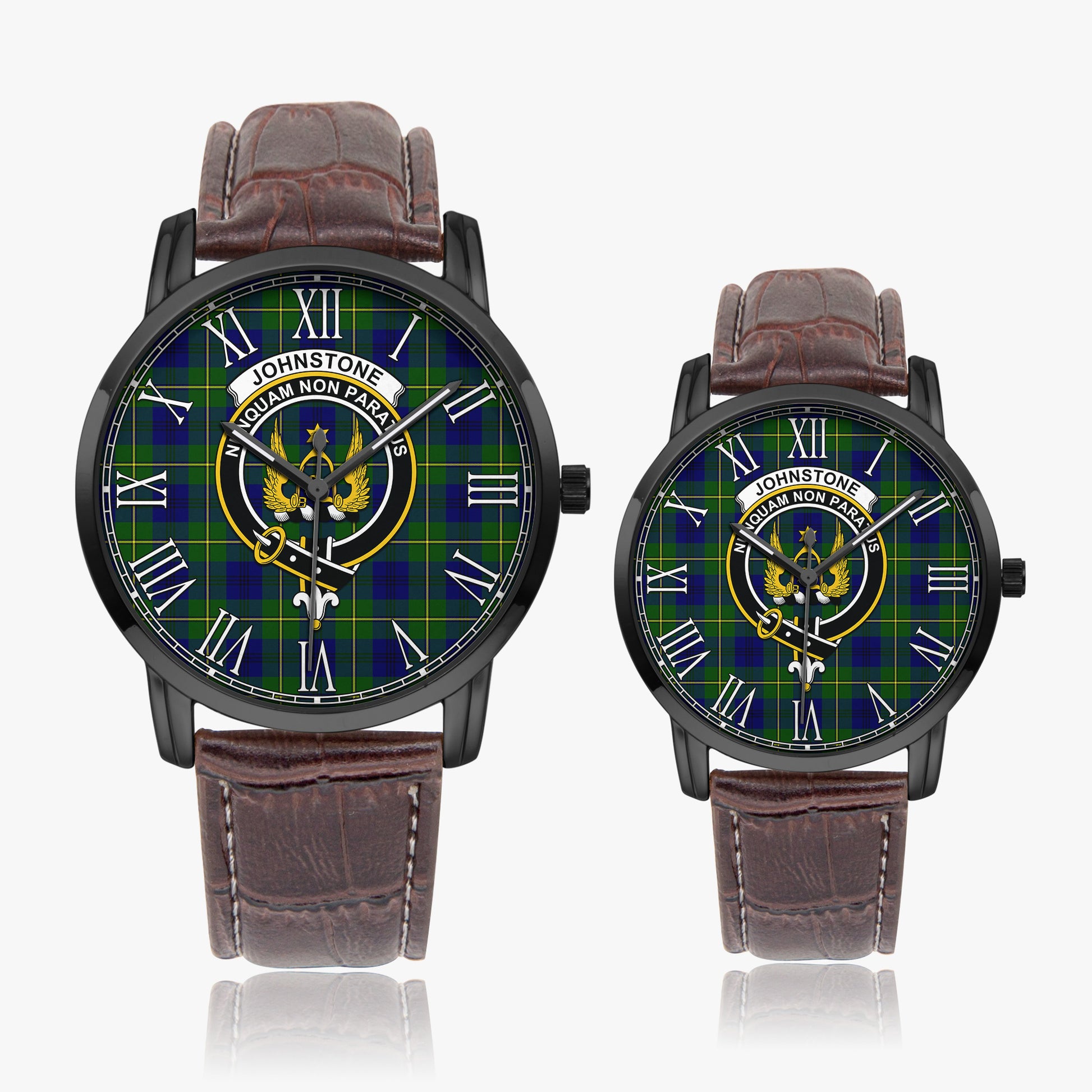 Johnstone-Johnston Modern Tartan Family Crest Leather Strap Quartz Watch - Tartanvibesclothing