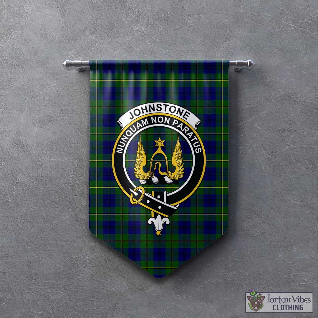 Tartan Vibes Clothing Johnstone-Johnston Modern Tartan Gonfalon, Tartan Banner with Family Crest