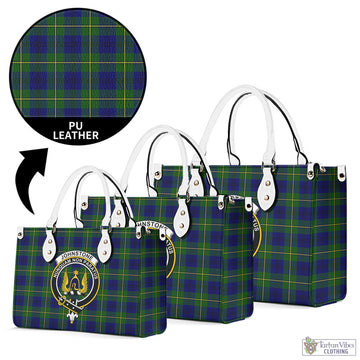 Johnstone Modern Tartan Luxury Leather Handbags with Family Crest