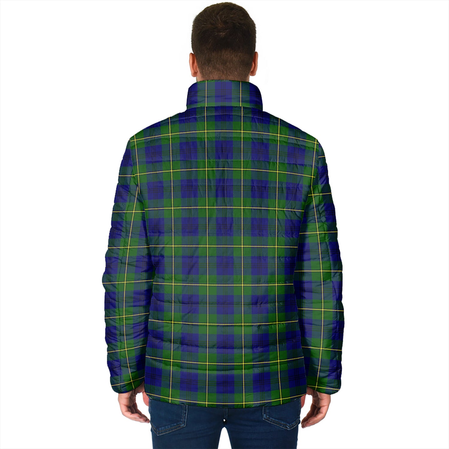 Johnstone Modern Tartan Padded Jacket with Family Crest - Tartan Vibes Clothing