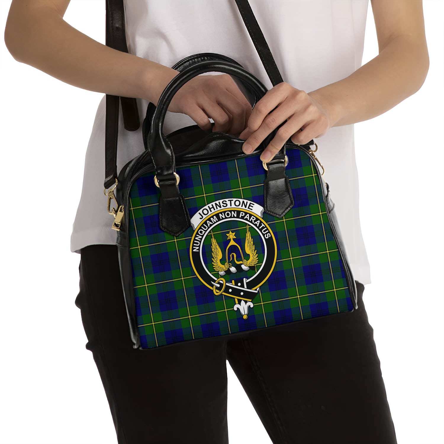 Johnstone-Johnston Modern Tartan Shoulder Handbags with Family Crest - Tartanvibesclothing