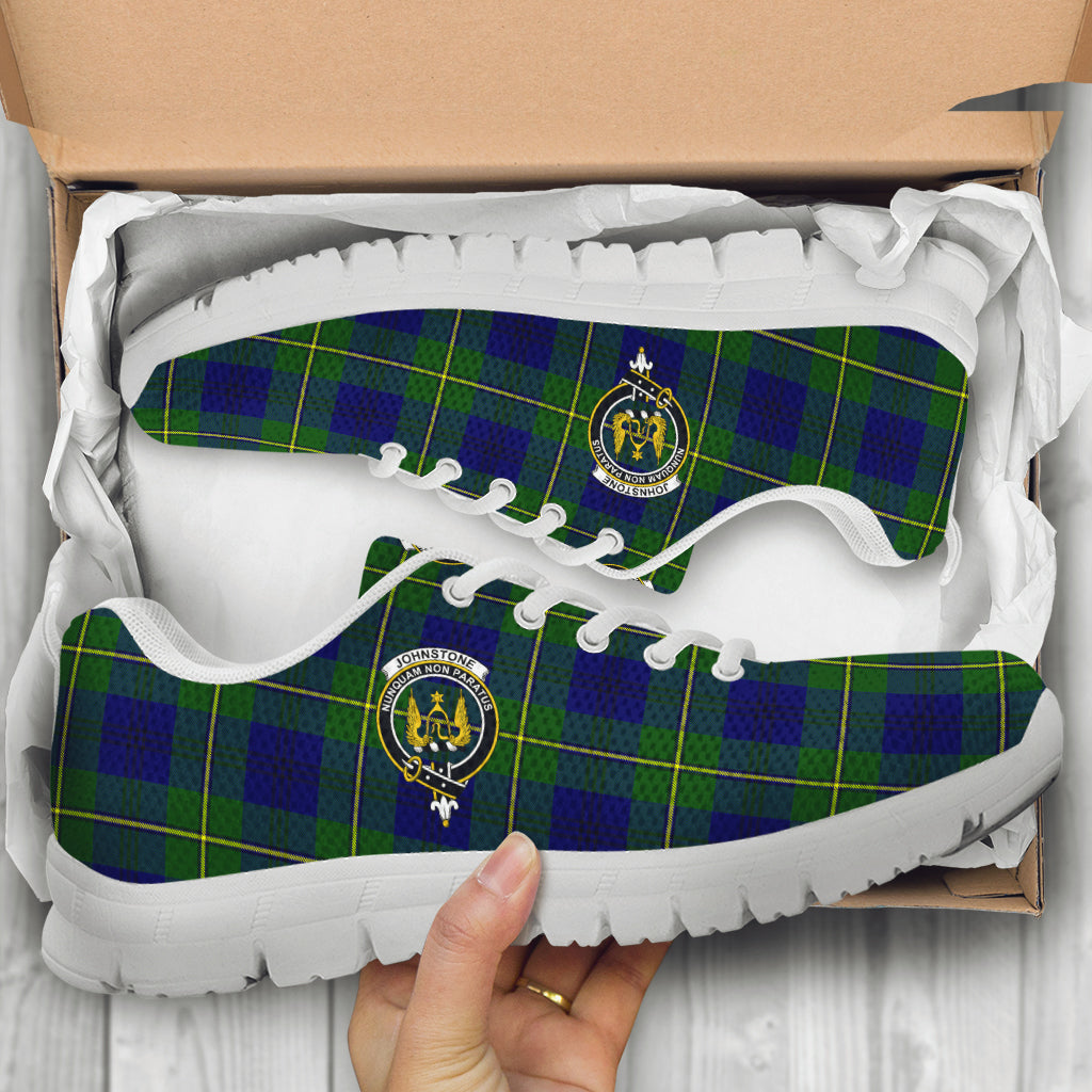 Johnstone Modern Tartan Sneakers with Family Crest - Tartan Vibes Clothing