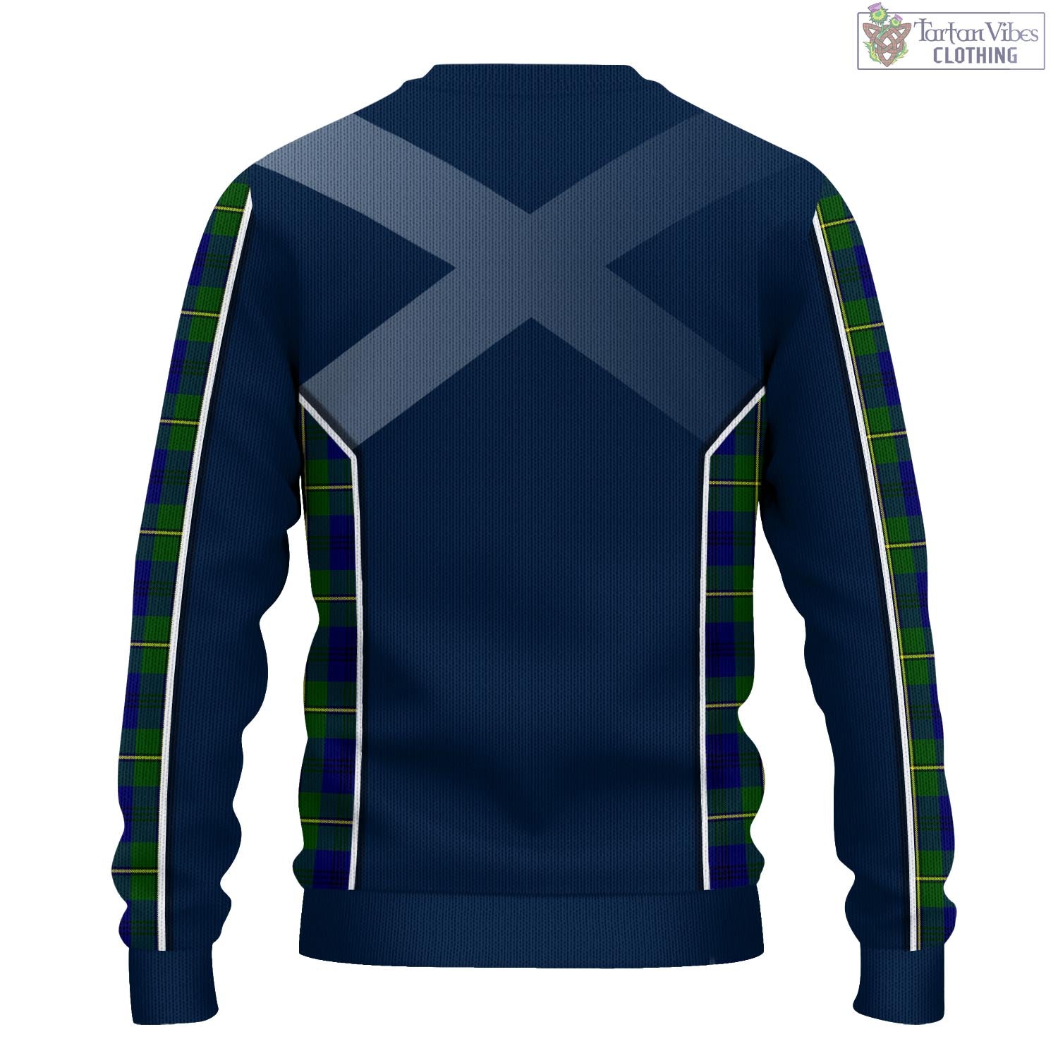 Tartan Vibes Clothing Johnstone-Johnston Modern Tartan Knitted Sweatshirt with Family Crest and Scottish Thistle Vibes Sport Style