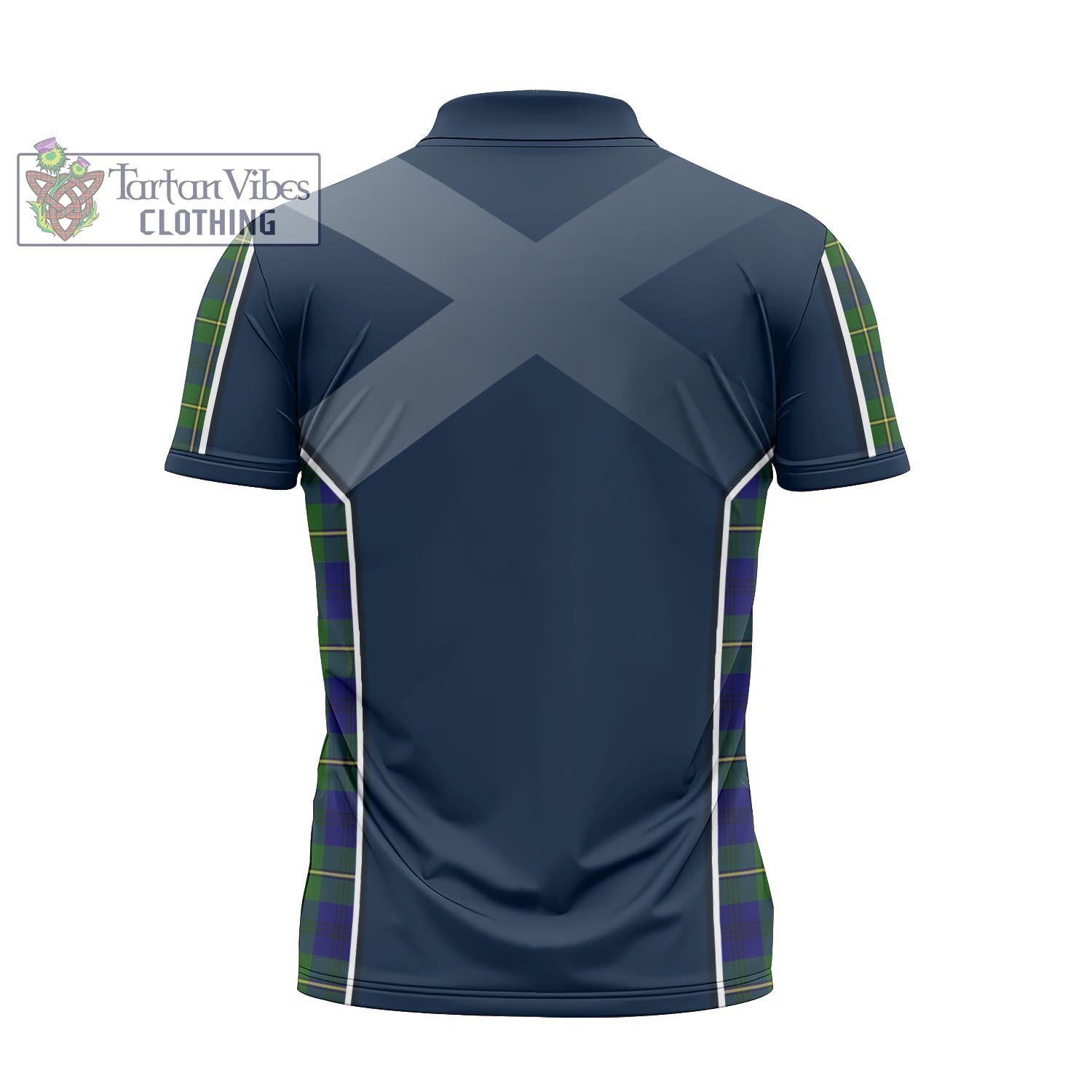 Tartan Vibes Clothing Johnstone-Johnston Modern Tartan Zipper Polo Shirt with Family Crest and Scottish Thistle Vibes Sport Style