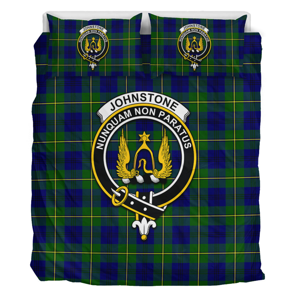 Johnstone Modern Tartan Bedding Set with Family Crest - Tartan Vibes Clothing