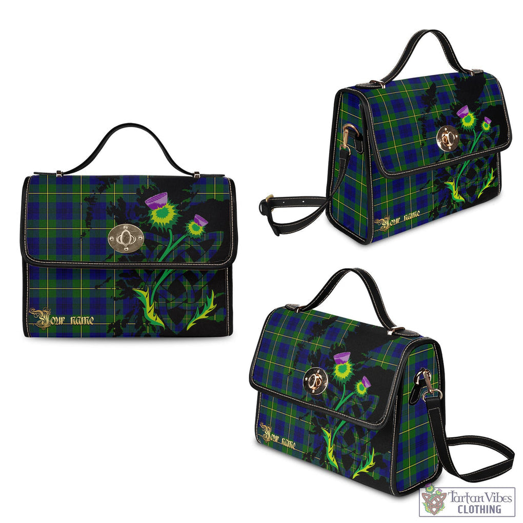 Tartan Vibes Clothing Johnstone-Johnston Modern Tartan Waterproof Canvas Bag with Scotland Map and Thistle Celtic Accents