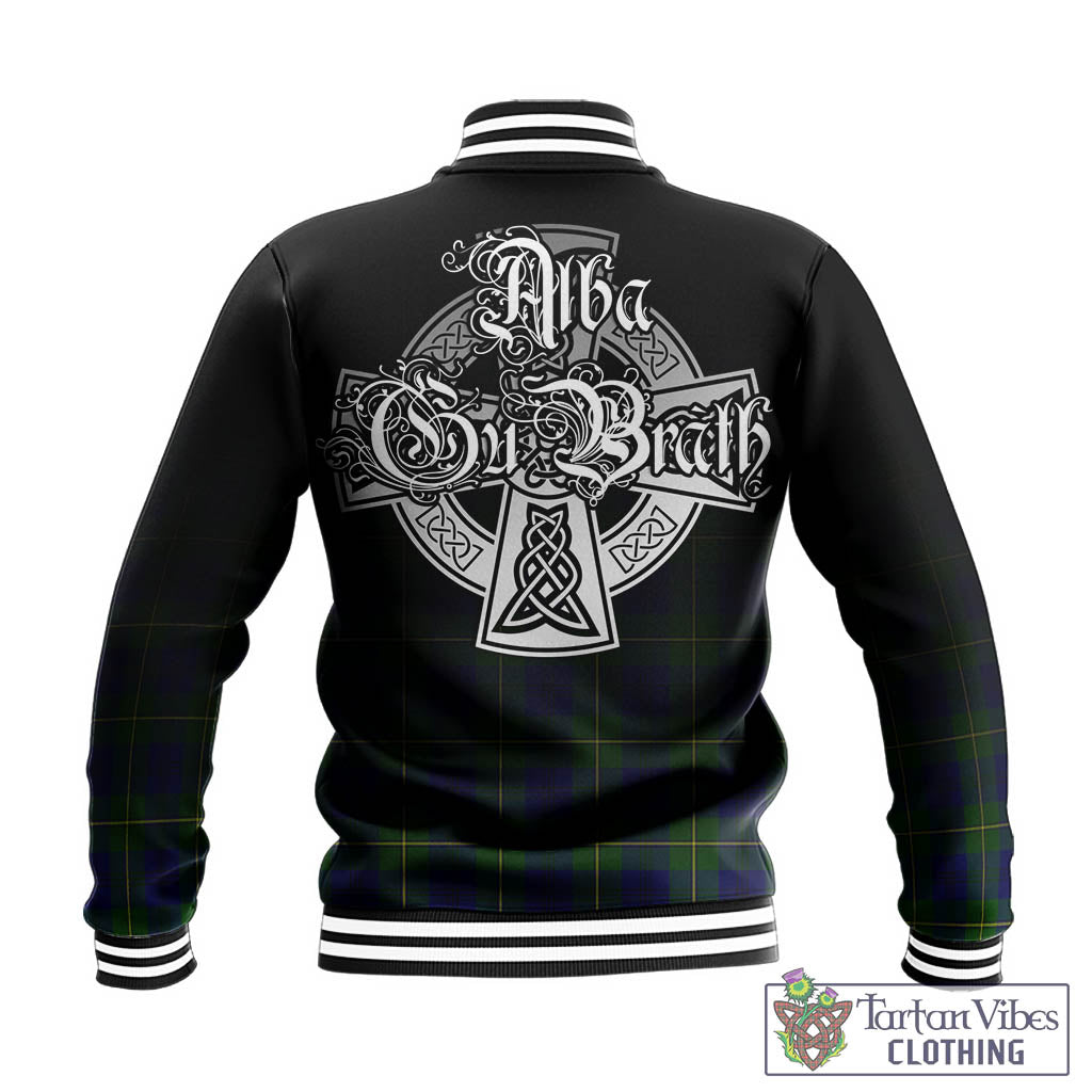 Tartan Vibes Clothing Johnstone-Johnston Modern Tartan Baseball Jacket Featuring Alba Gu Brath Family Crest Celtic Inspired