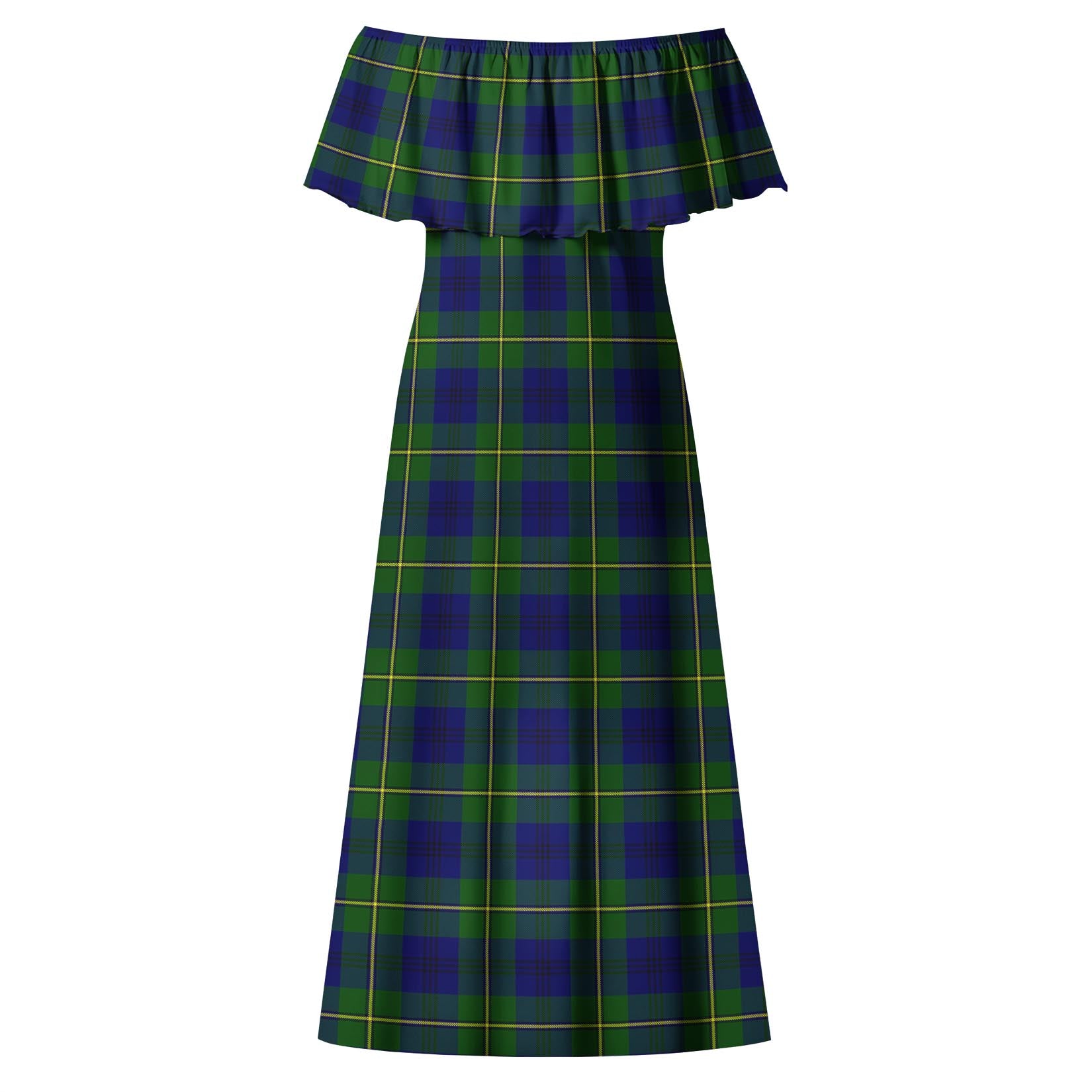 Johnstone-Johnston Modern Tartan Off Shoulder Long Dress - Tartanvibesclothing