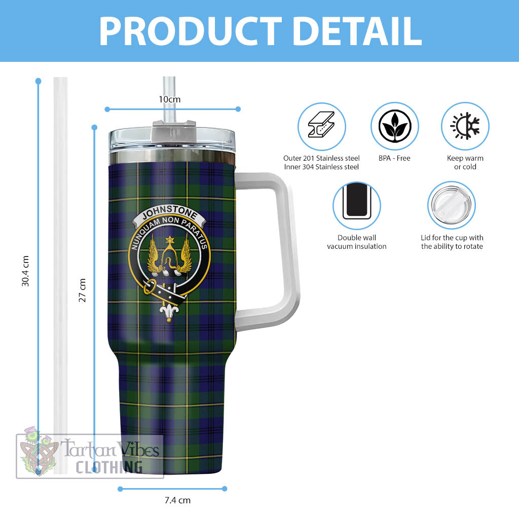 Tartan Vibes Clothing Johnstone-Johnston Modern Tartan and Family Crest Tumbler with Handle