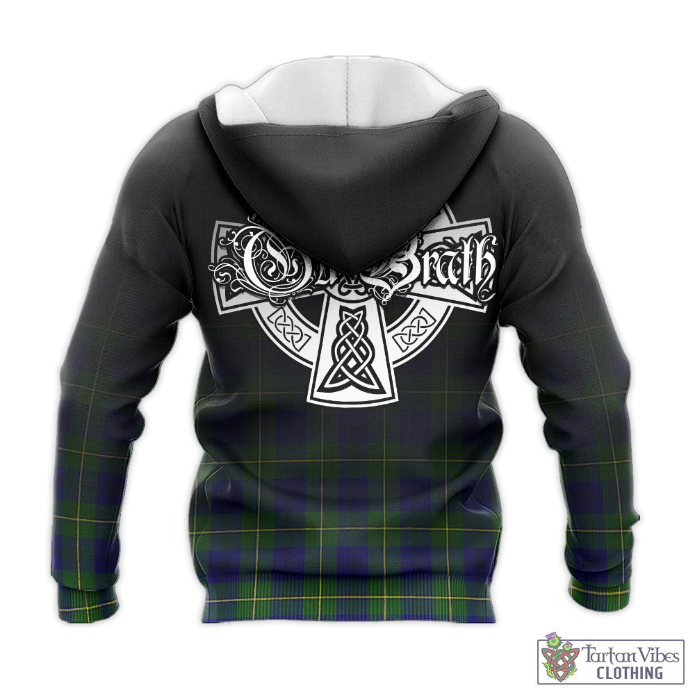 Tartan Vibes Clothing Johnstone-Johnston Modern Tartan Knitted Hoodie Featuring Alba Gu Brath Family Crest Celtic Inspired