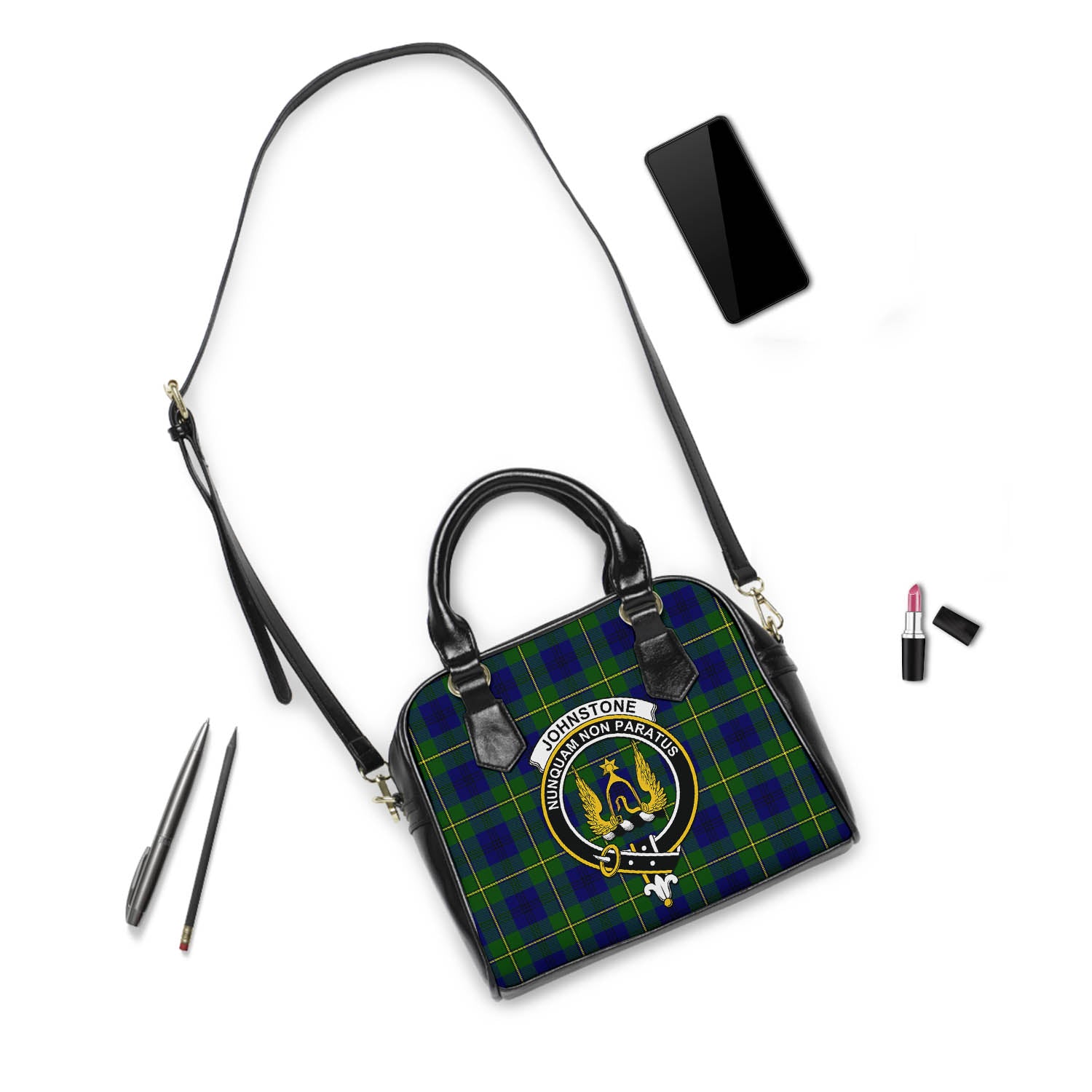 Johnstone-Johnston Modern Tartan Shoulder Handbags with Family Crest - Tartanvibesclothing