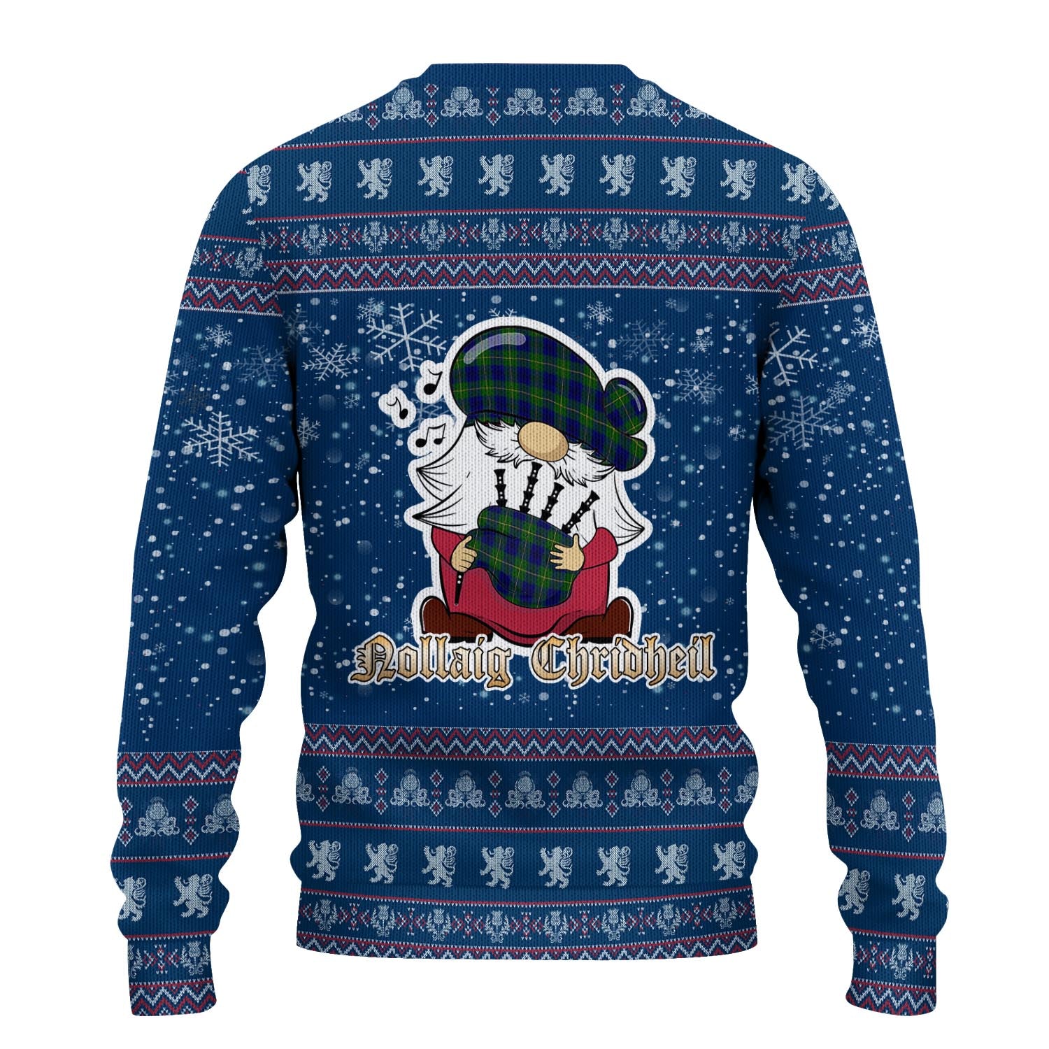 Johnstone-Johnston Modern Clan Christmas Family Knitted Sweater with Funny Gnome Playing Bagpipes - Tartanvibesclothing