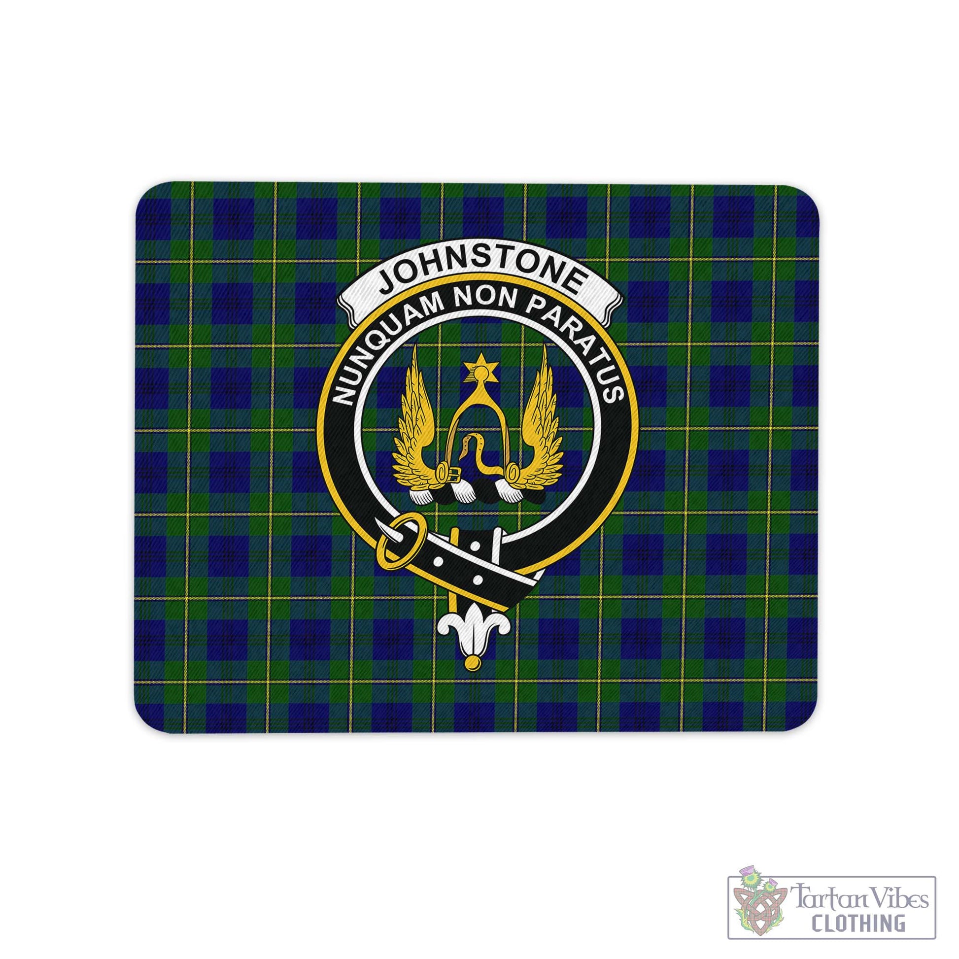 Tartan Vibes Clothing Johnstone-Johnston Modern Tartan Mouse Pad with Family Crest