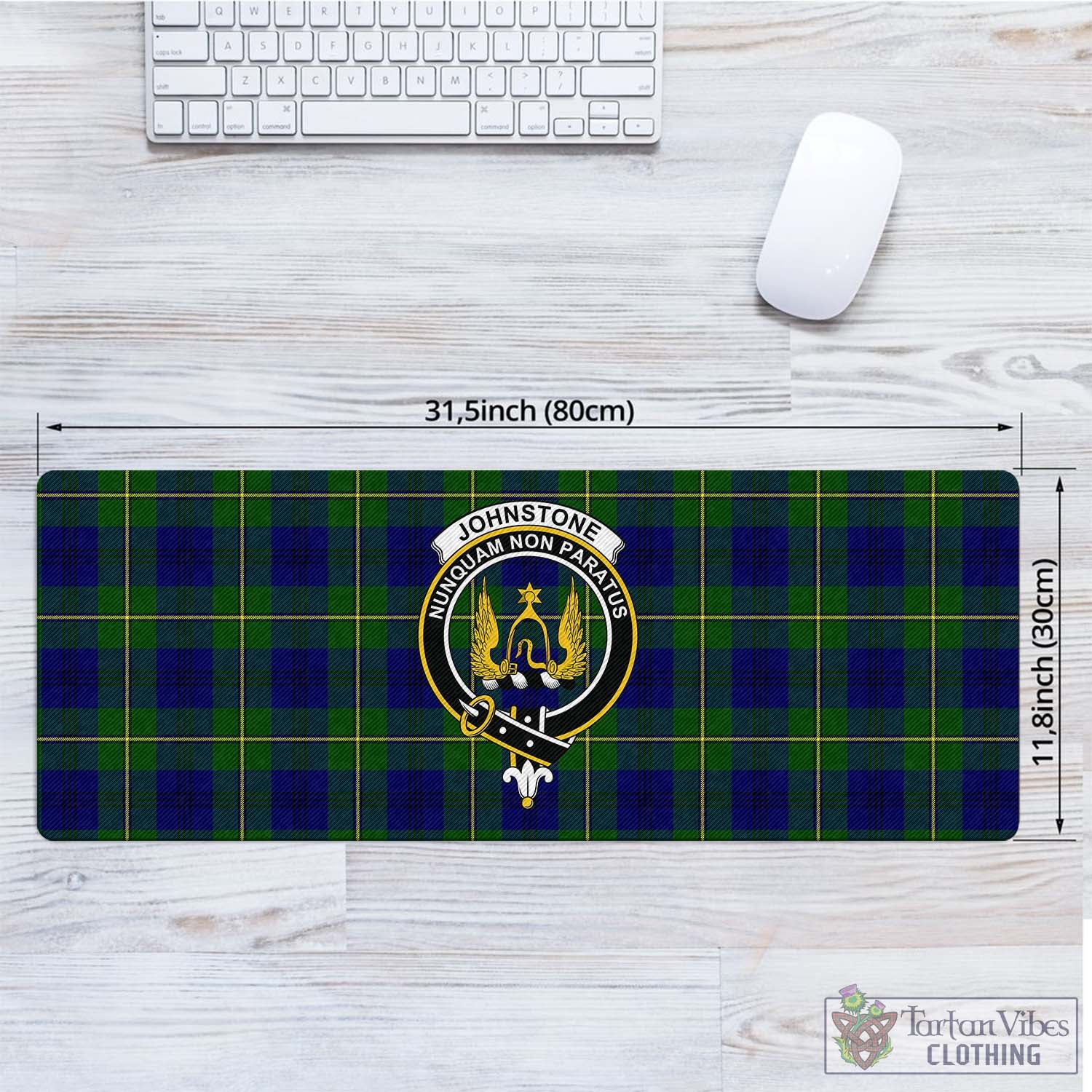 Tartan Vibes Clothing Johnstone-Johnston Modern Tartan Mouse Pad with Family Crest