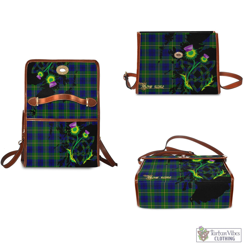 Tartan Vibes Clothing Johnstone-Johnston Modern Tartan Waterproof Canvas Bag with Scotland Map and Thistle Celtic Accents