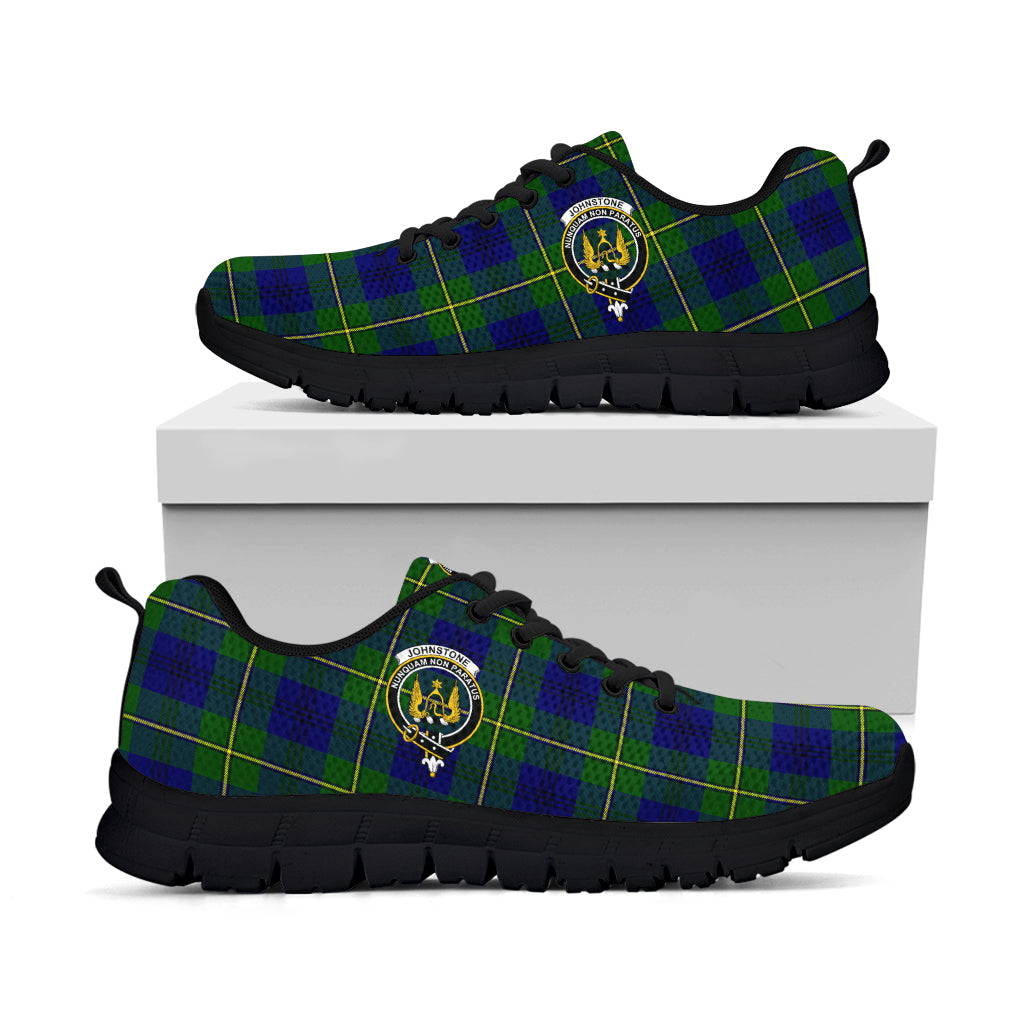 Johnstone Modern Tartan Sneakers with Family Crest - Tartan Vibes Clothing