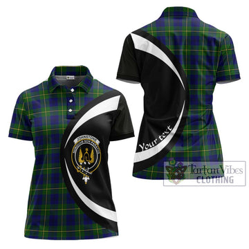 Johnstone Modern Tartan Women's Polo Shirt with Family Crest Circle Style