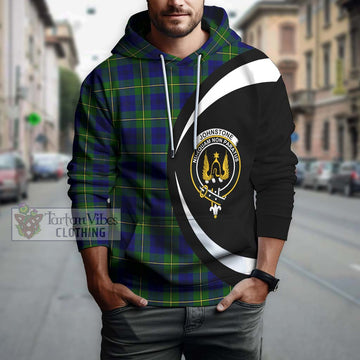 Johnstone Modern Tartan Hoodie with Family Crest Circle Style